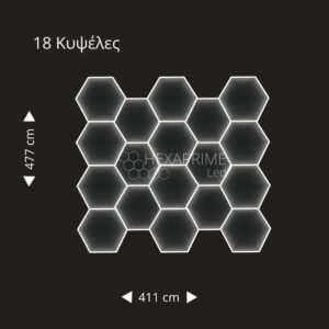 Φωτιστικό Hexaprime LED PRO 18 Εξάγωνων Κυψελών - Image 1